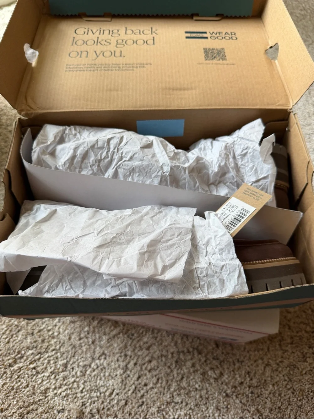 Toms Women's Oak Brown Leather Flats